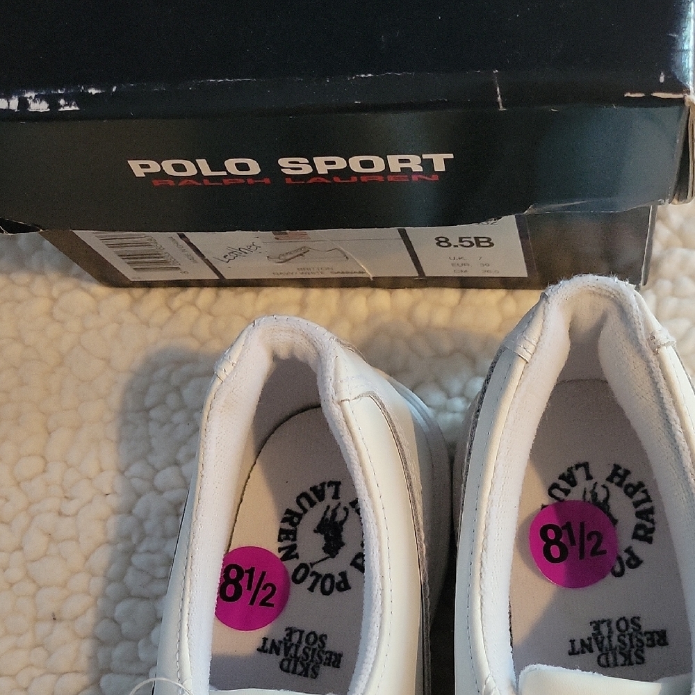Polo by Ralph Lauren White Leather Rare Britton Sneakers - Picture 4 of 4